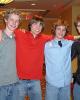 Evan Bates, Keiffer Hubbell, Charlie White, and Charles Clavey before the competitors' party