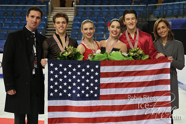 McNamara & Carpenter (gold) and Parsons & Parsons (silver) (USA) with coaches