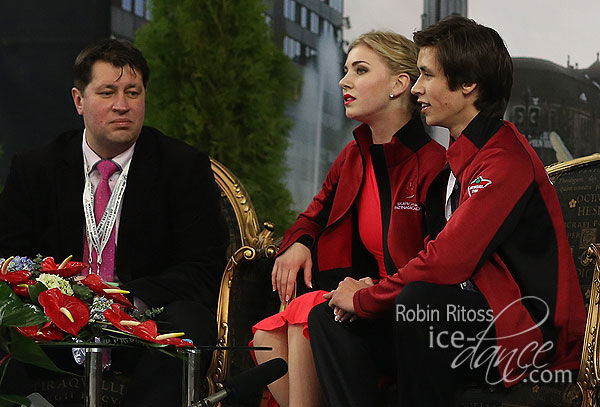 Mackenzie Bent & Dmitre Razgulajevs (CAN) with coach Juris Razgulajevs