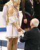 Piper is congratulated after receiving her silver medal