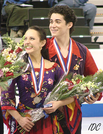 Smiling pewter medalists Anastasia Olson &amp; Jordan Cowan