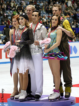 The medalists on the podium