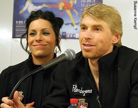 Isabelle Delobel &amp; Olivier Schoenfelder at the press conference after the FD