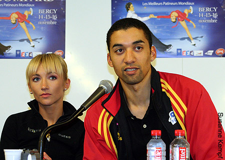 Aliona Savchenko &amp; Robin Szolkowy at the press conference after the free skate
