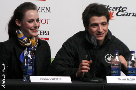 Tessa Virtue &amp; Scott Moir at the press conference following the free dance