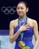 Yu-Na Kim during the playing of her national anthem