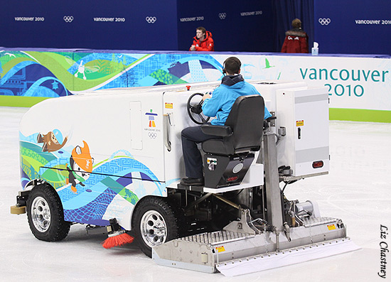 Jeremy Abbott watches the ice cut