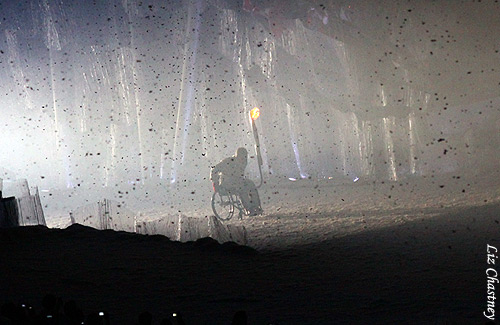 the torch enters the arena