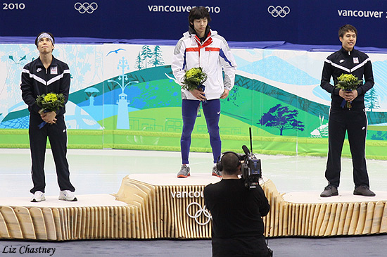 The men's 1500m podium