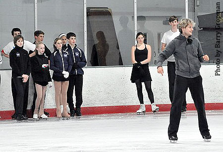 The dancers watch White's demonstration