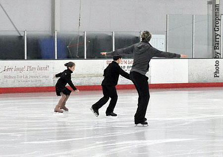 White works with skaters on individual skills
