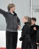 White works with the juvenile and intermediate ice dancers