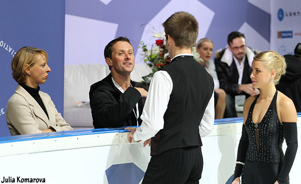 Justyna Plutowska & Peter Gerber (POL) with coaches Barbara Fusar-Poli and Igor Shpilband