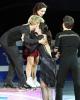 Winners Davis & White receive congratulations from silver medalists Virtue & Moir