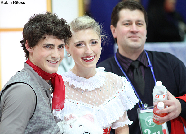 Piper Gilles & Paul Poirier with coach Juris Razgulajevs