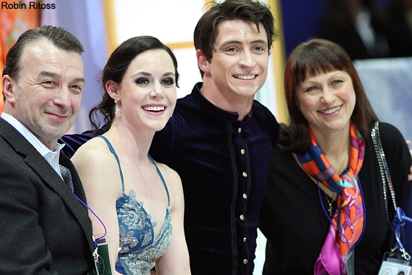 Tessa Virtue & Scott Moir with coaches Oleg Epstein & Marina Zoueva