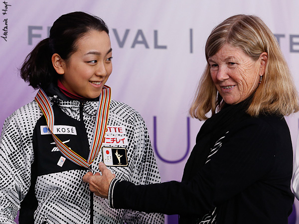 Mao Asada (JPN) at the Ladies Free Skate Small Medal Ceremony