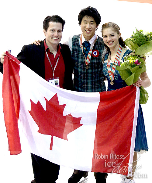 Madeline Edwards & ZhaoKai Pang (CAN) with coach Aaron Lowe
