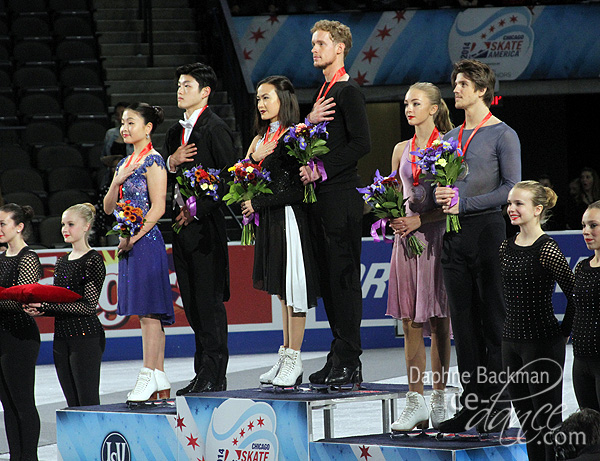 Chock & Bates (gold); Shibutani & Shibutani (silver); Stepanova & Bukin (bronze)