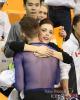Ashley Wagner hugs Adam Rippon as he leaves the ice