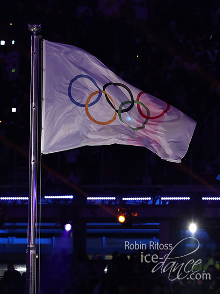 The Olympic flag is raised