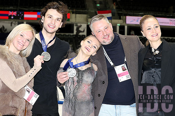 Kazakova & Reviya with their coaches